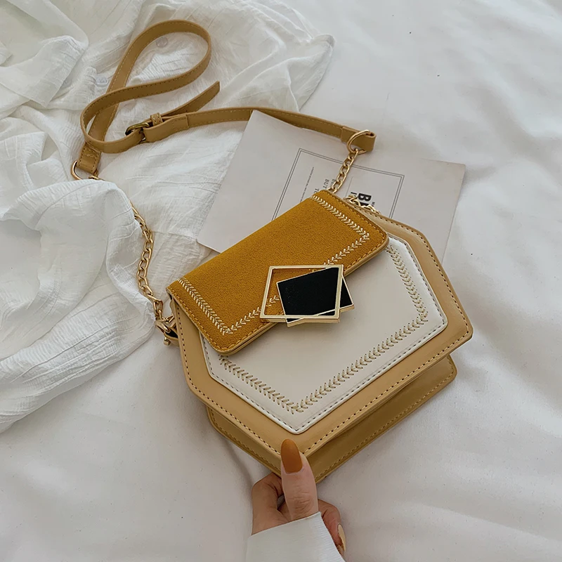 Женская сумка-мессенджер из искусственной кожи контрастных цветов маленькая