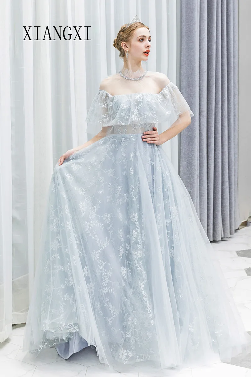 

Robe de soiree Silver Evening Dresses Long Jewel Neck with Jacket Floor Length Formal Gowns Evening Dress Vestidos De Festa