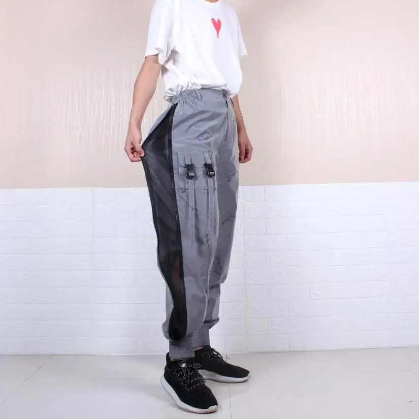 Прямая поставка мужские камуфляжные Светоотражающие брюки-карго в стиле панк