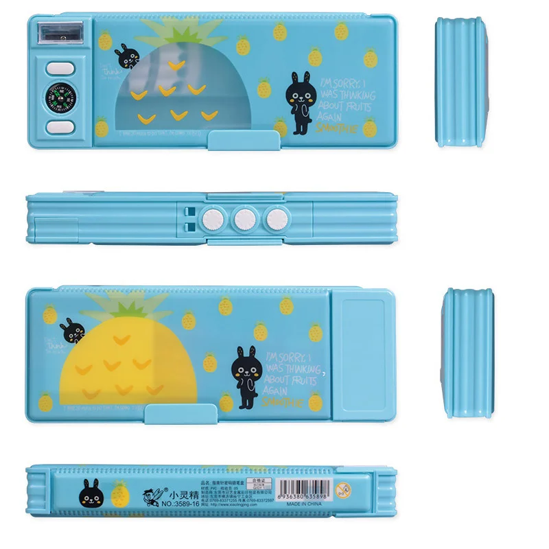 

Multi-functional Pencil Box Case with Code Slot Magnetic Closu Two Side Holder Etui Children Young Girl Poison School Letter