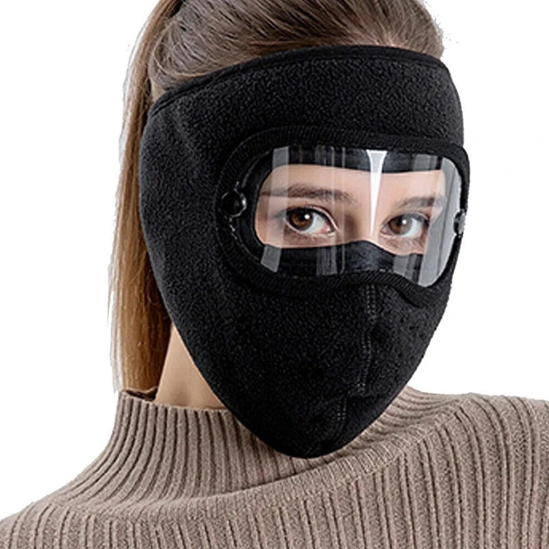 

Windproof Anti Dust Face Mask Cycling Ski Breathable Masks Fleece Face Shield Hood With High Definition Anti Goggles Skullies