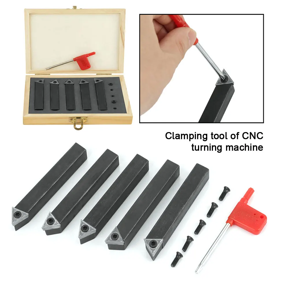 

5pcs Mini Indexable Carbide Lathe Turning Tool Holder Lathe Bit Set with Carbide Inserts Woodworking Tools Accessories 1/4 Inch