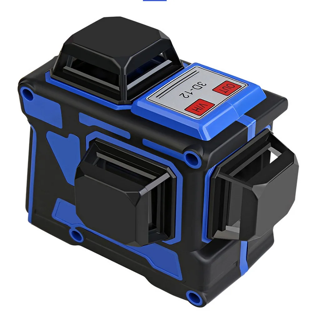 Мощный самонивелирующийся зеленый лазерный 3d уровень 12 линий синий корпус 360