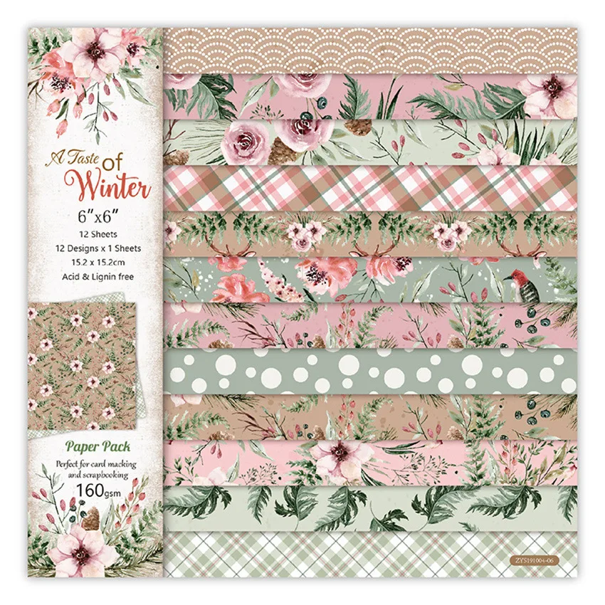 

12 Sheets/Pack 6"*6" Flower Mosaic Scrapbooking Papers DIY Art Background Paper Pad For Album Card Making Handmade Paper Craft