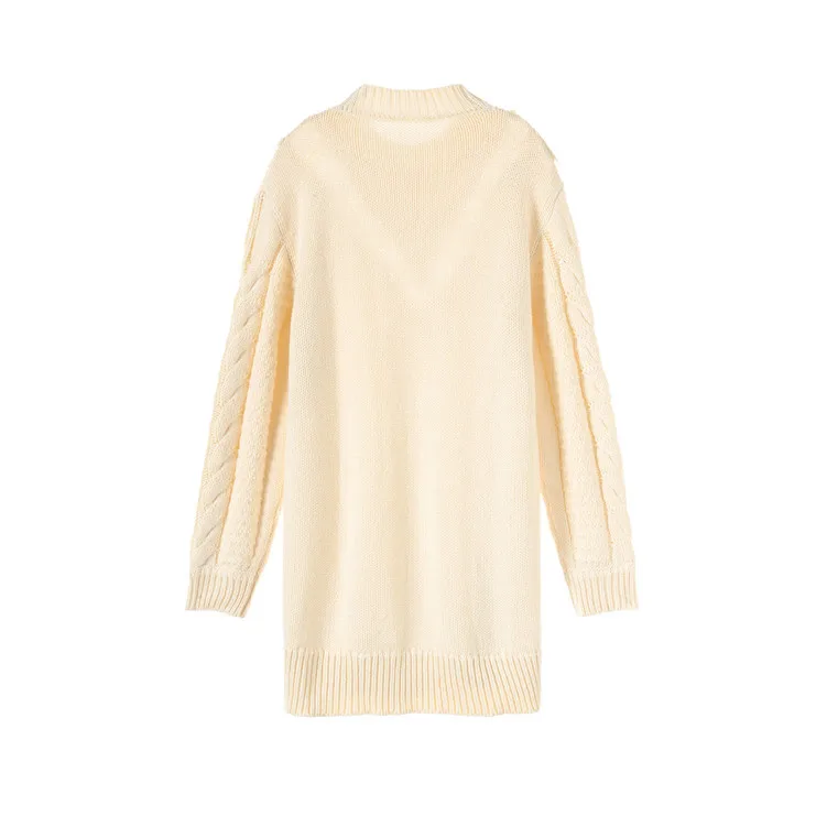 

2020 lace hollow careful machine sleeve sweater women loose lazy wind long knit sweater SA1063