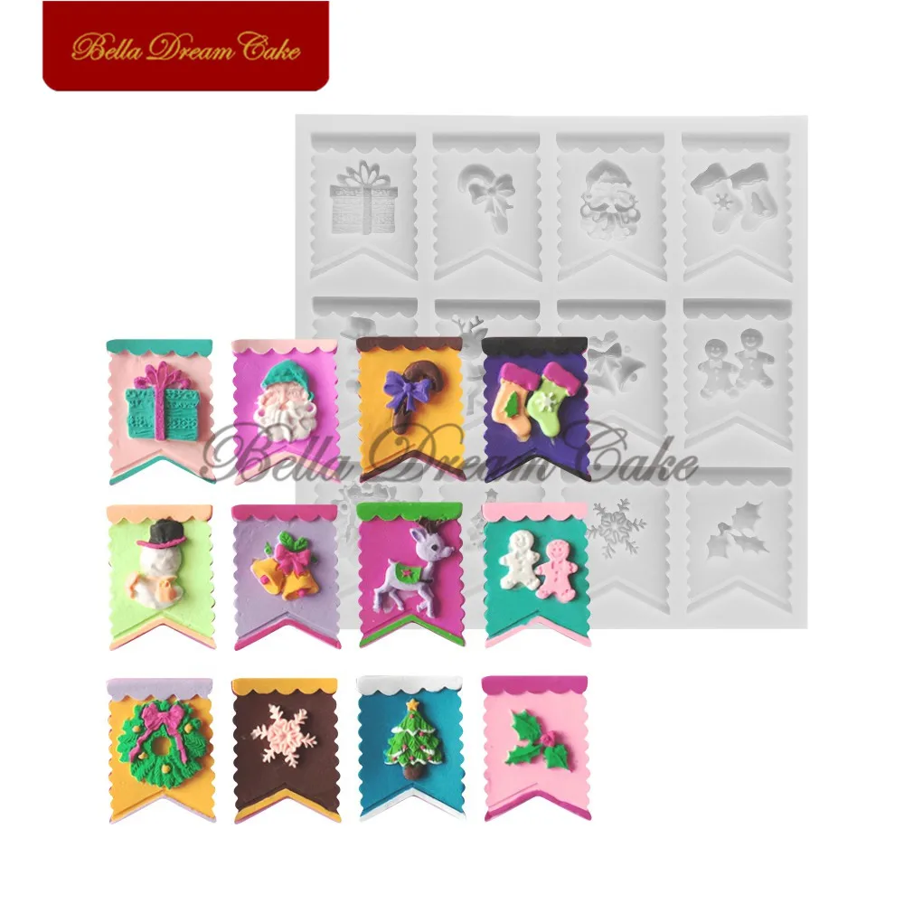 

Рождественская силиконовая форма в форме флага, форма для кексов из сахарной глины, формы для мастики, инструмент для украшения тортов, Аксе...
