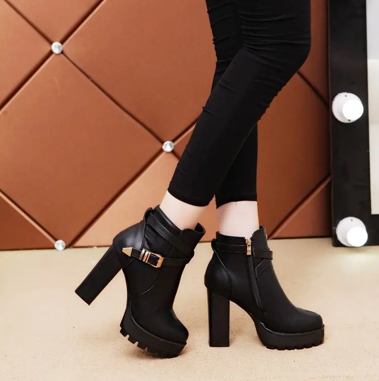 Новинка 2019 года брендовые Ботинки martin на очень высоком каблуке ботильоны толстой