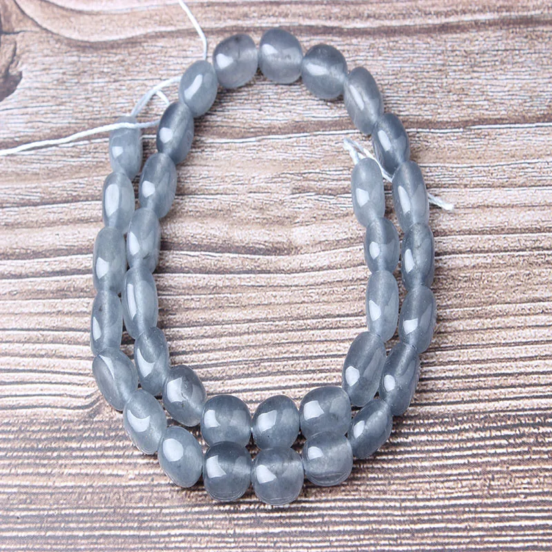 

Lan Li Fashion Jewelry Grey Chalcedon8x12mm Loose Beads Round Bead Bracelet Necklace Suitable For Men And Women Diy Charm Amulet