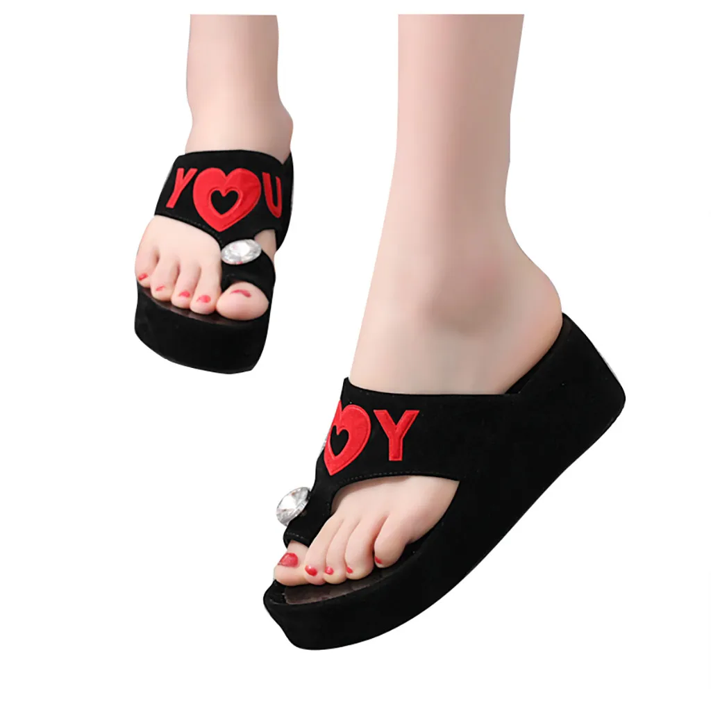 Женские шлёпанцы на платформе повседневная обувь высоком каблуке с круглым