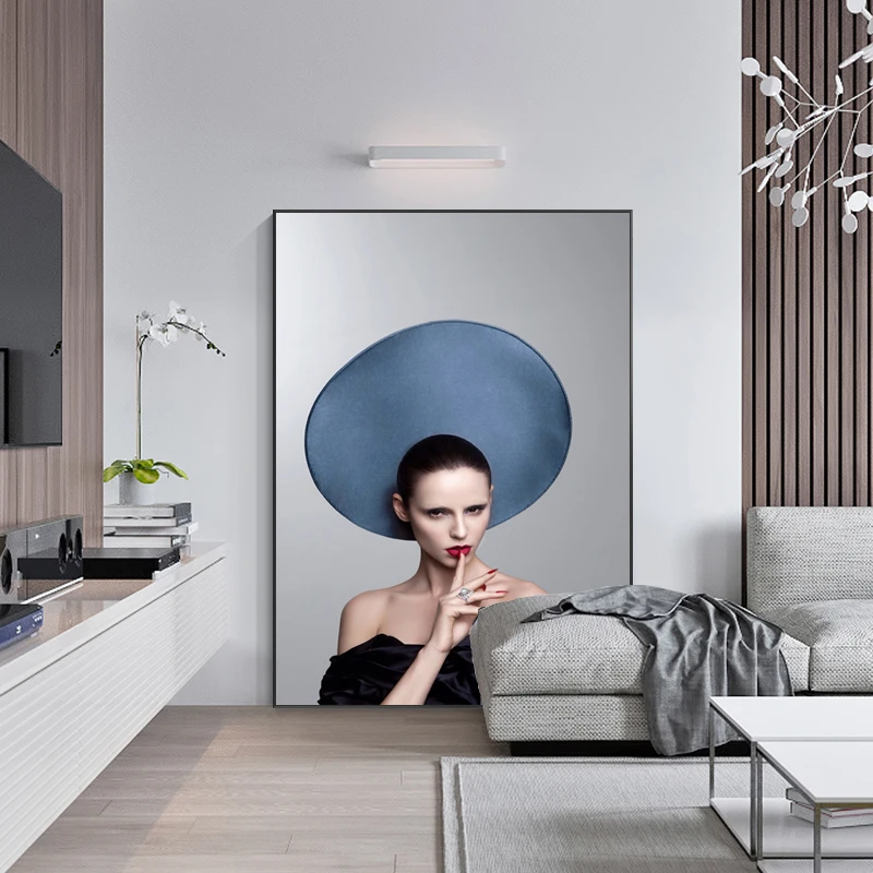 Скандинавская женская шляпа модный плакат печать на холсте настенная живопись