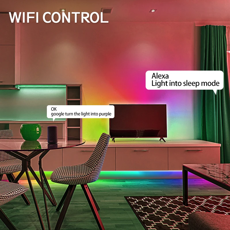 Гибкая светодиодная ленсветильник 5050 SMD с Wi-Fi Bluetooth 24K/44K и адаптером | Лампы