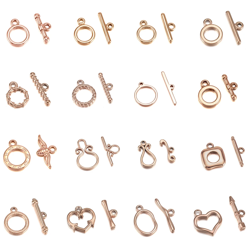 

3 Sets Rose Gold Stainless Steel OT Clasps High Quality Connectors for DIY Bracelet Necklace Jewelry Findings Making Accessories