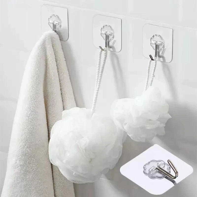 

10Pcs Transparent Strong Self Adhesive Door Wall Hangers Hooks Suction Cup Sucker Wall Storage Holder for Kitchen Bathroom