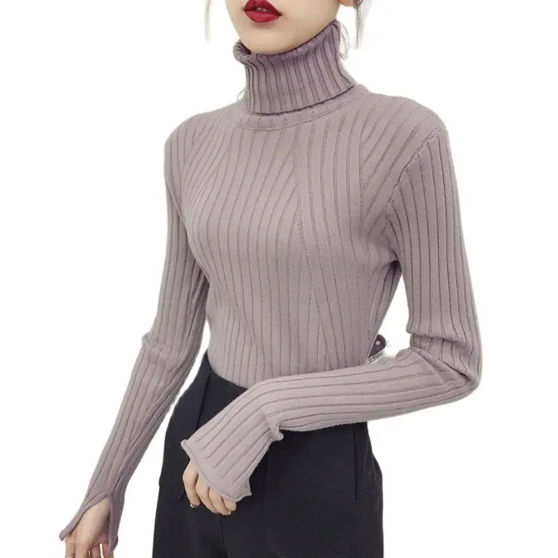 The first 2021 sets of new female turtleneck sweater loose in the long winter sleeved all-match slim shirt | Женская одежда
