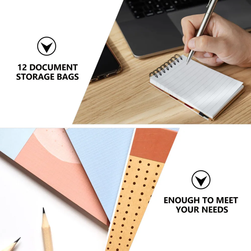 

12Pcs Document Bag Document Receipt Holder with Snap Button Pocket