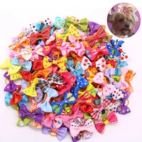 10pieceslot dog cute bowknot ribbon pet handmade headwear grooming hair accessories small dog cat bows with rubber bands