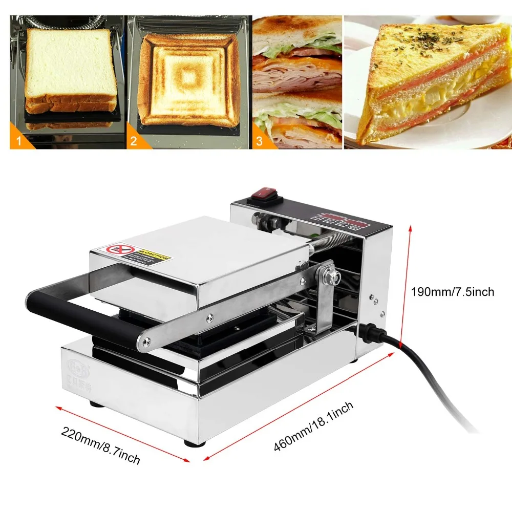 3 Mins Fast Making Sandwich Machine Sandwich Toaster Nonstick Panini Press Fresh Breakfast Sandwich Machine Grill 220V 600W