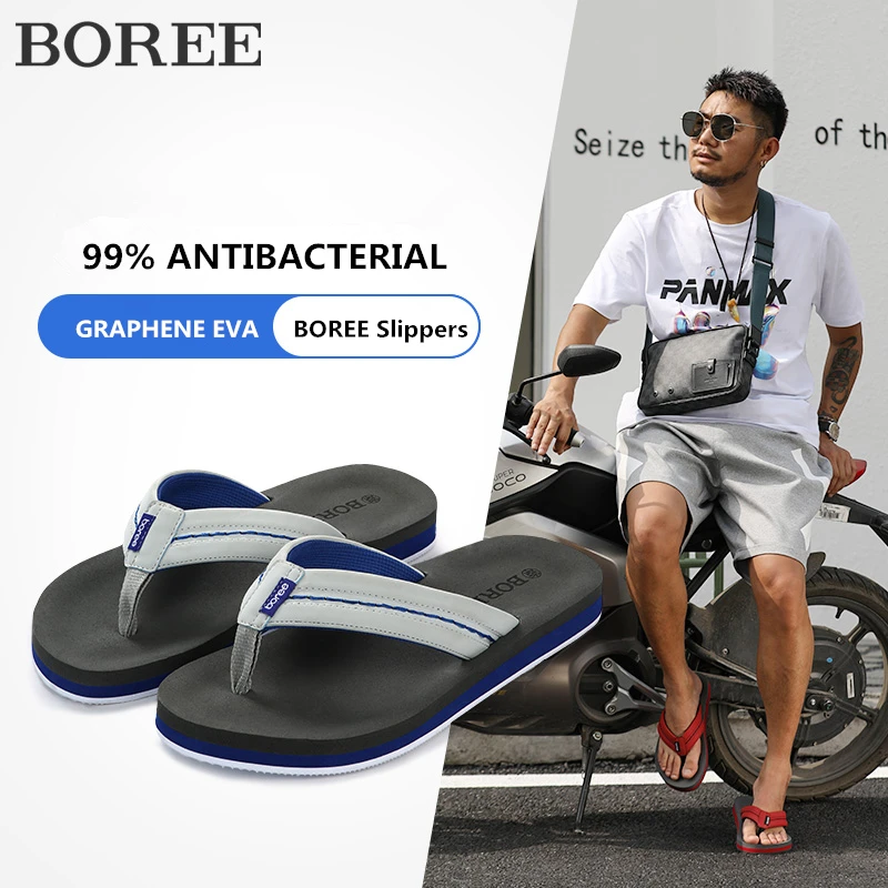 BOREE/Новая коллекция Для мужчин Шлепанцы Летние вьетнамки Графеновой батареи EVA