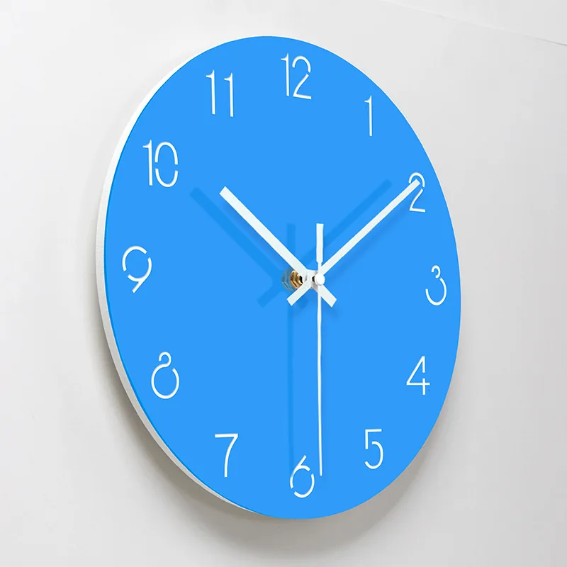 12 дюймы, настенные часы из стекла, акриловые современные домашние декоративные часы Бесшумный ход, не тикающие синие настенные часы