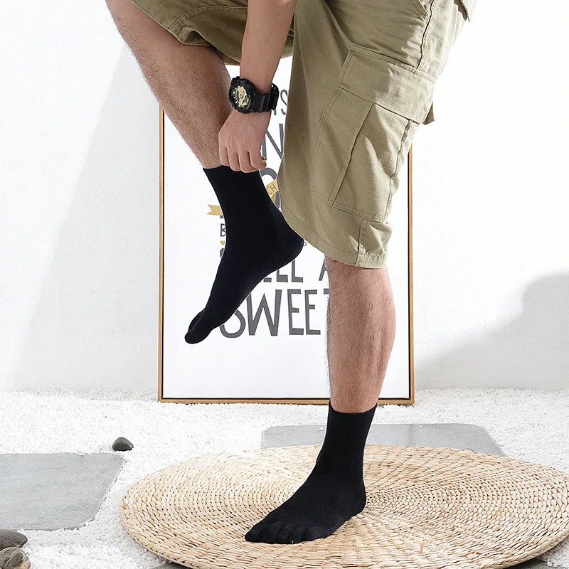 4 пара/лот теплые толстые носки с пятью пальцами мужские Модные Длинные хлопковые