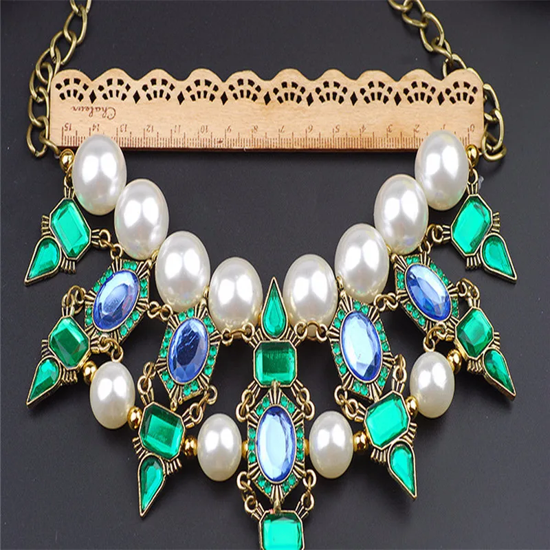 Модные ювелирные изделия 2019 ожерелье из жемчуга с крупным зеленым цирконием