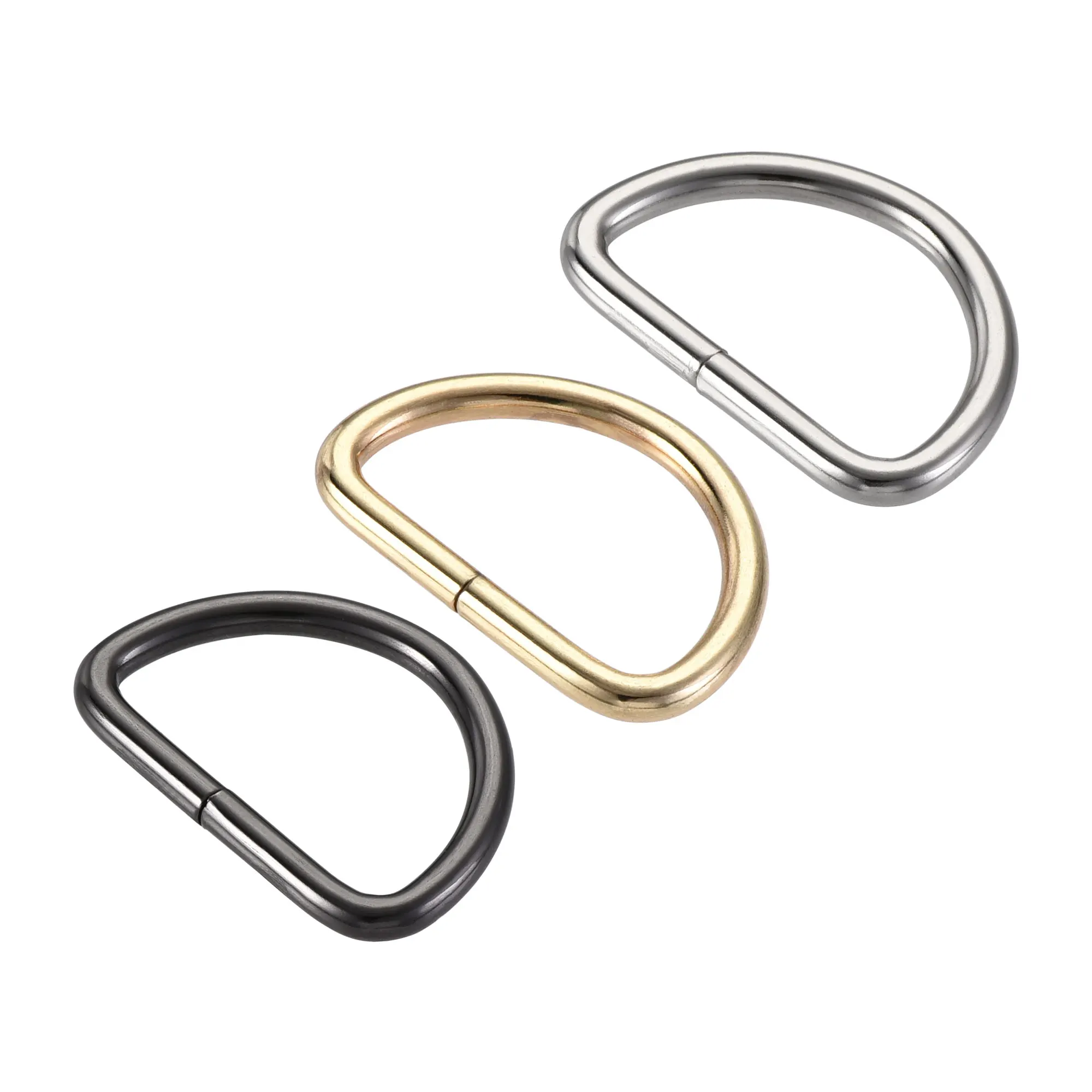 

uxcell Metal D Ring 32mm D-Rings Buckle Silver Tone, Gold Tone, Black(Total 30pcs)