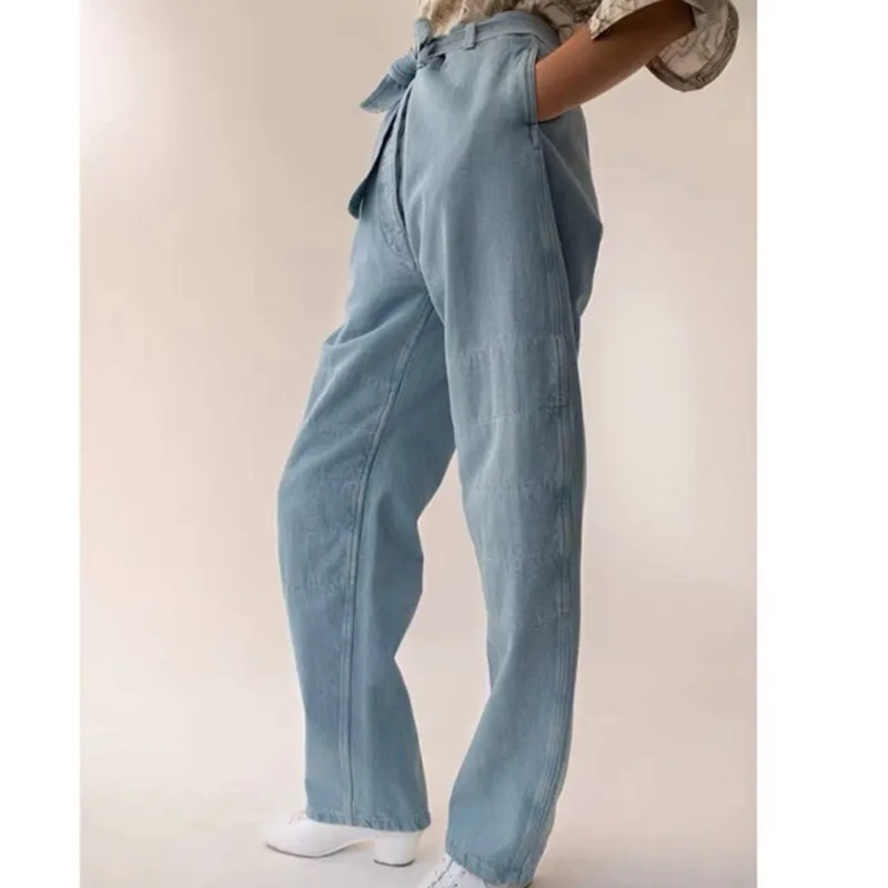 Женские брюки с высокой талией из 100% хлопка Длинные повседневные свободные