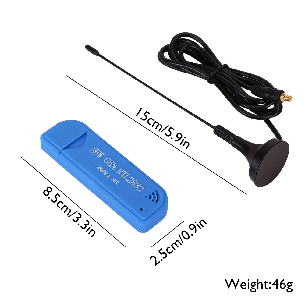 

USB 2.0 TV Receiver DAB FM RTL2832U R828D SDR RTL A300U 25MHz-1760MHz Receiving Frequency Tuner Dongle Stick with Antenna