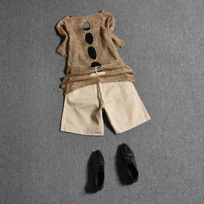 Женский спортивный костюм свитер с блестками и брюки Повседневный элегантный