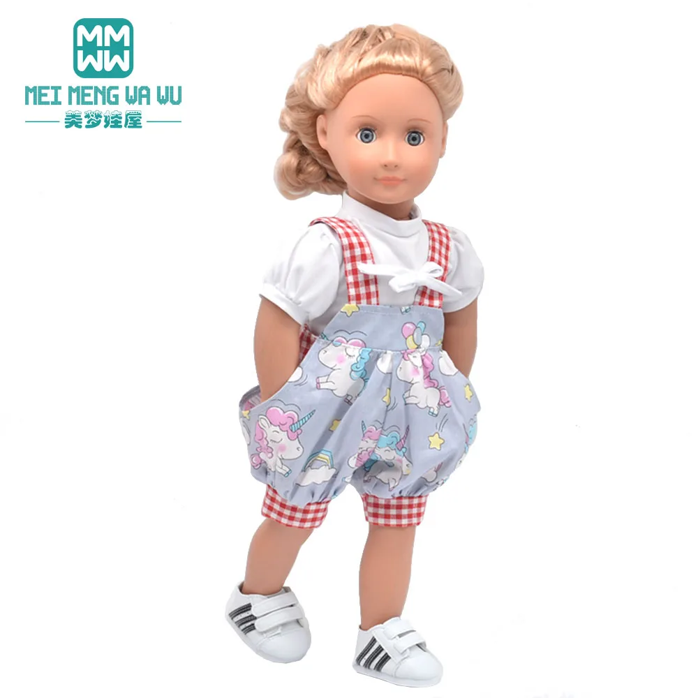 

Clothes for doll fit 45 cm American doll accessories Fashion coats, T-shirts, jeans dress Girl's gift