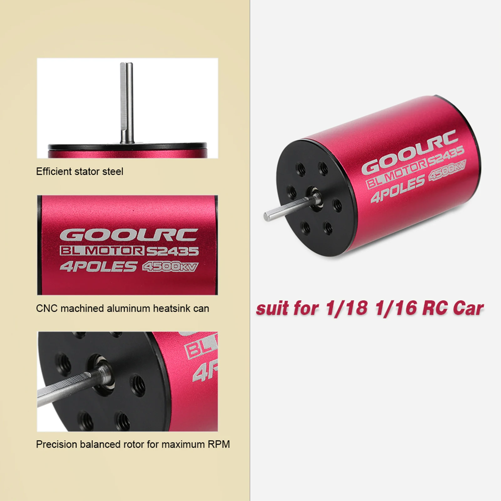 GoolRC S2435 4500KV Brushless Motor 25A ESC with 2.2kg Gear Servo Upgrade Combo Set for 1/16 1/18 RC Car | Игрушки и хобби