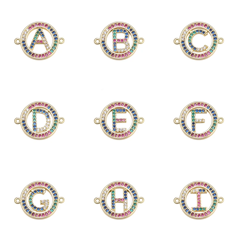 

Juya DIY Multicolor Crystals A-Z 26 Initials Alphabet Letters Connector Charms For Women Men Handmade Bracelet Making Material