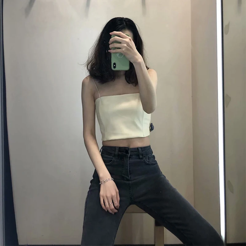 

Sleeveless Sexy Vest Eyelash Tassel Lace Tube Top Sexy Small Sling 2021 New Aesthetic Elastic Fashion Slimming Top All Match
