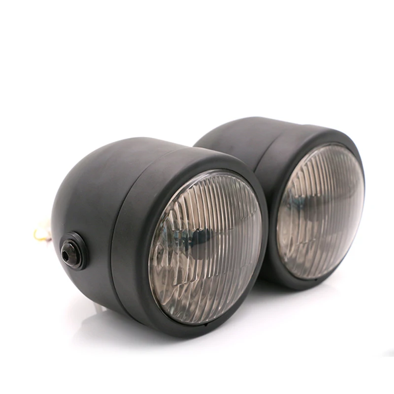 Мотоциклетная двойная фара винтажный черный ретро-светильник для скутера с