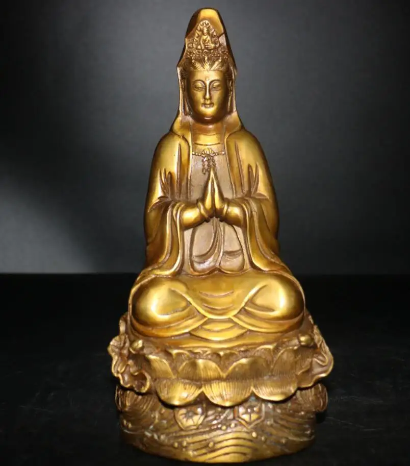 

Китайская латунная Статуэтка лотоса Гуаньинь Бодхисаттва