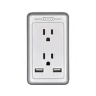 Американская настенная панель с двойным зарядным устройством USB, электрическая розетка, дуплексная розетка