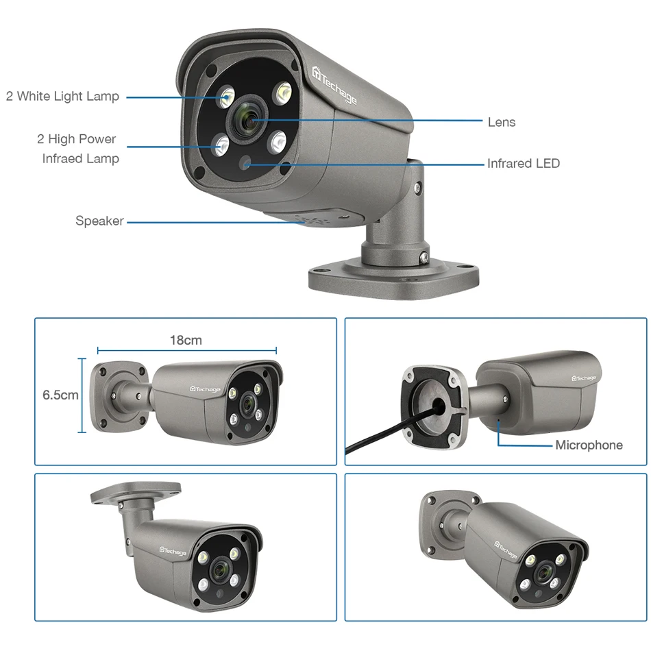 Techage 16CH 5MP 48V H.265 POE NVR безопасности AI IP Камера Системы 2 полосная аудио Динамик Onvif CCTV