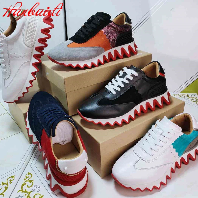 

Роскошные Дизайнерские брендовые кроссовки Paris серии Стразы с красной подошвой кожаные кроссовки на толстой подошве с заклепками низкие кр...