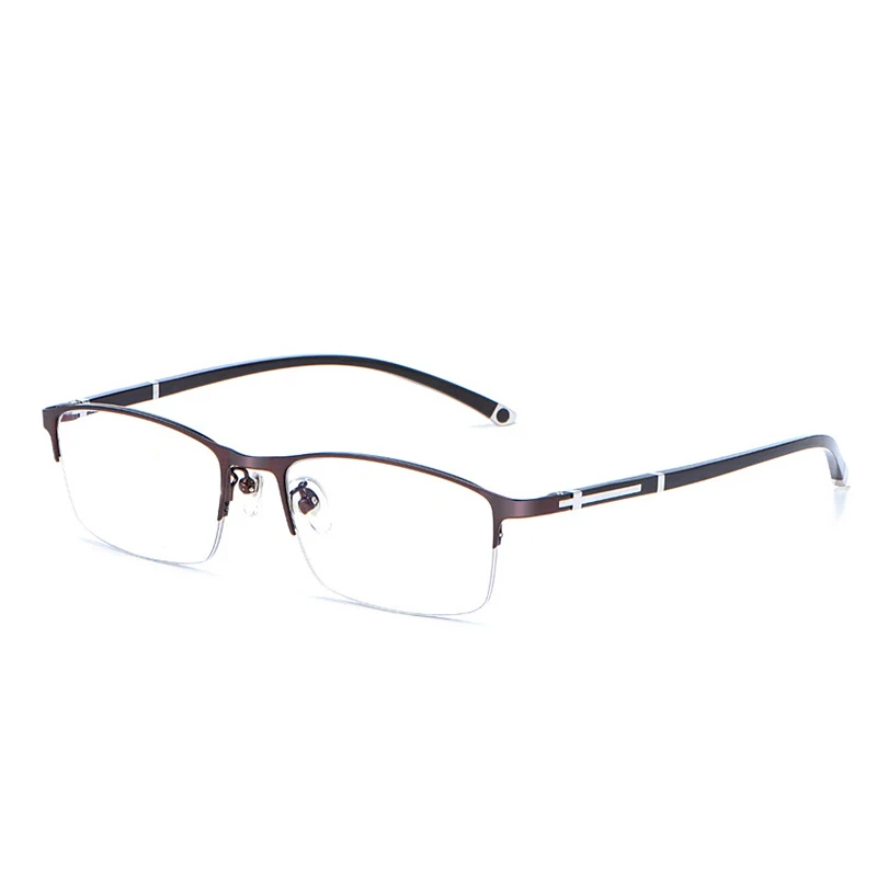 BROWN-Half Rimless Высокое качество, мужские очки, оправа, оптические очки по рецепту, оправа для мужчин, ультралегкие очки, очки, очки - Цвет оправы: BROWN-Half Rimless