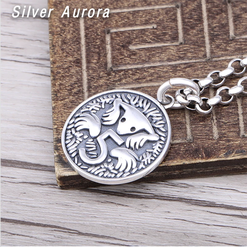 Винтажный подвеска с монетой для мужчин и женщин из настоящего массивного серебра 925 пробы - ювелирное украшение в стиле хип-хоп и рок, модный подарок.