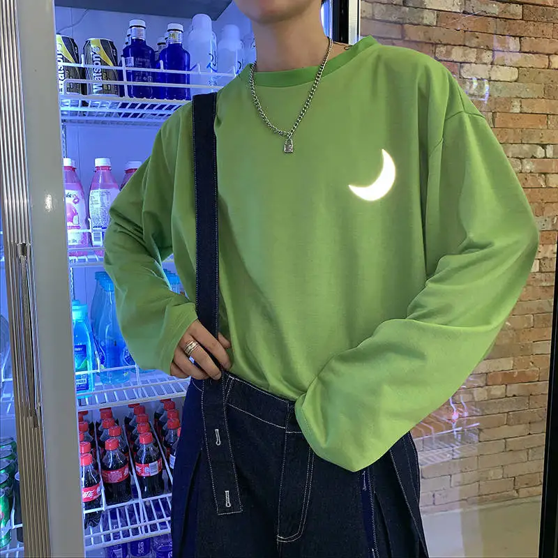 Уличная Светоотражающая футболка в стиле Харадзюку мужская хлопковая рубашка