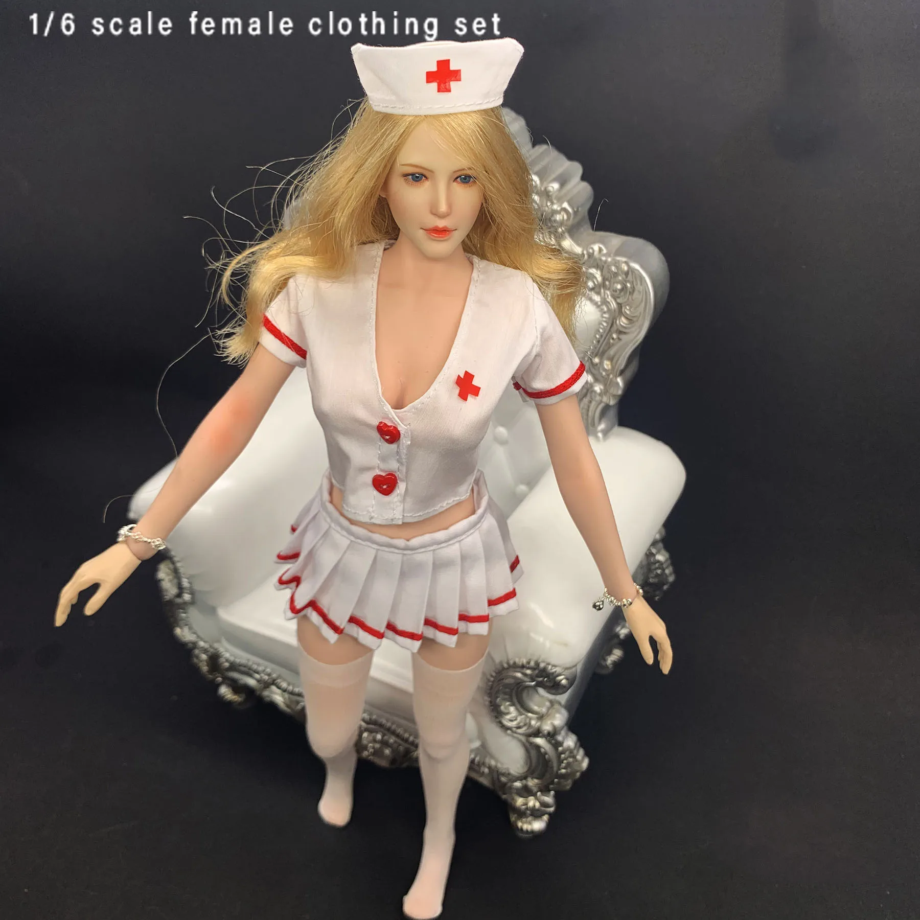 

1/6 Scale CJG-W025 Sexy Mature White Nurse Outfit Stockings Suit Fit for 12 Inch Action Figure Clothes Accessory