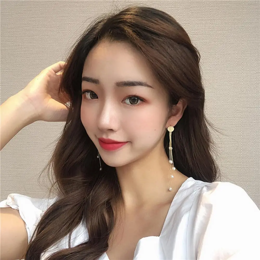 Женские Элегантные посеребренные Висячие Стразы длинные висячие серьги в стиле