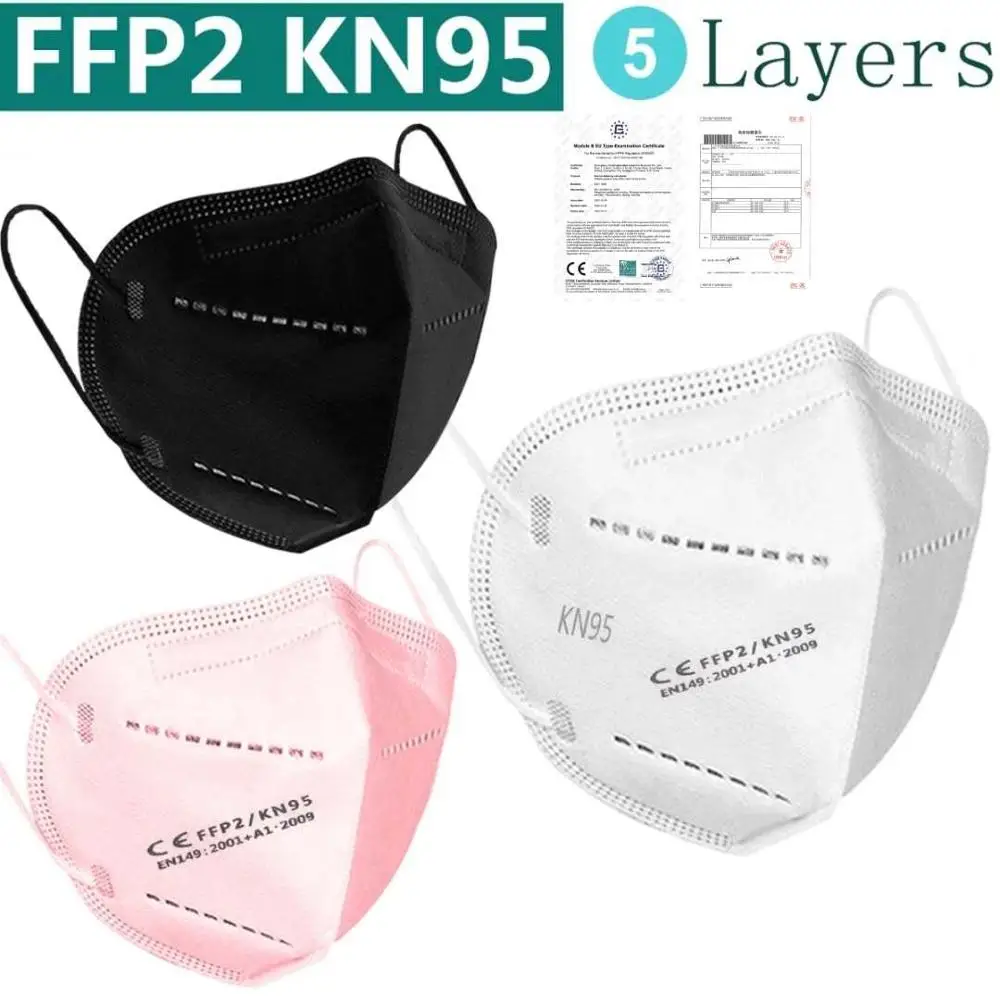 

10-100 PCS FFP2 KN95 Face Mask 5 Layer Mouth KN95Mask Anti Dust Masks Dustproof Anti-Fog Protective Filter Mask Fast Shipping