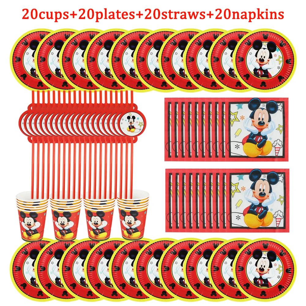 

Красная тема Микки Маус украшение день рождения для мальчиков и девочек Straw Baby Shower поставки высокого качества горячая распродажа