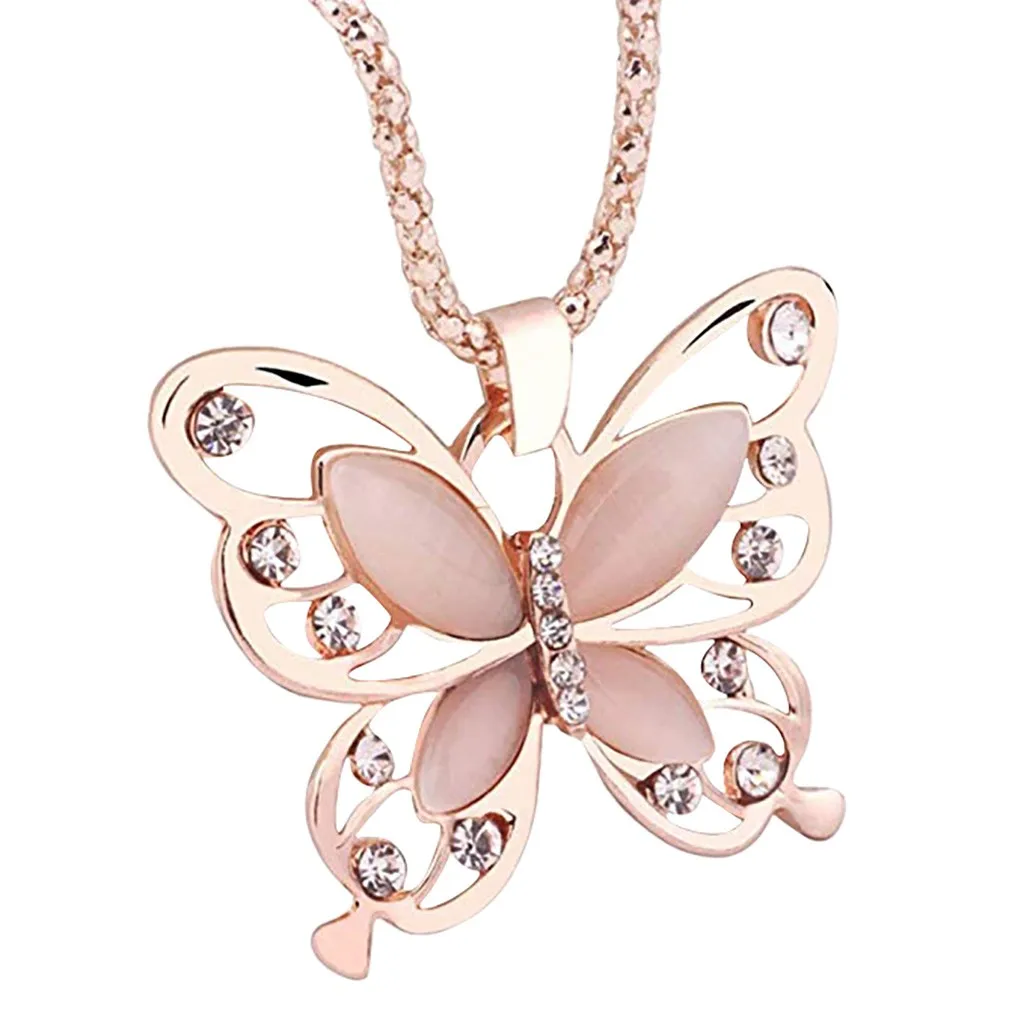 Новинка ожерелье с подвеской в виде бабочки со стразами модное для женщин и