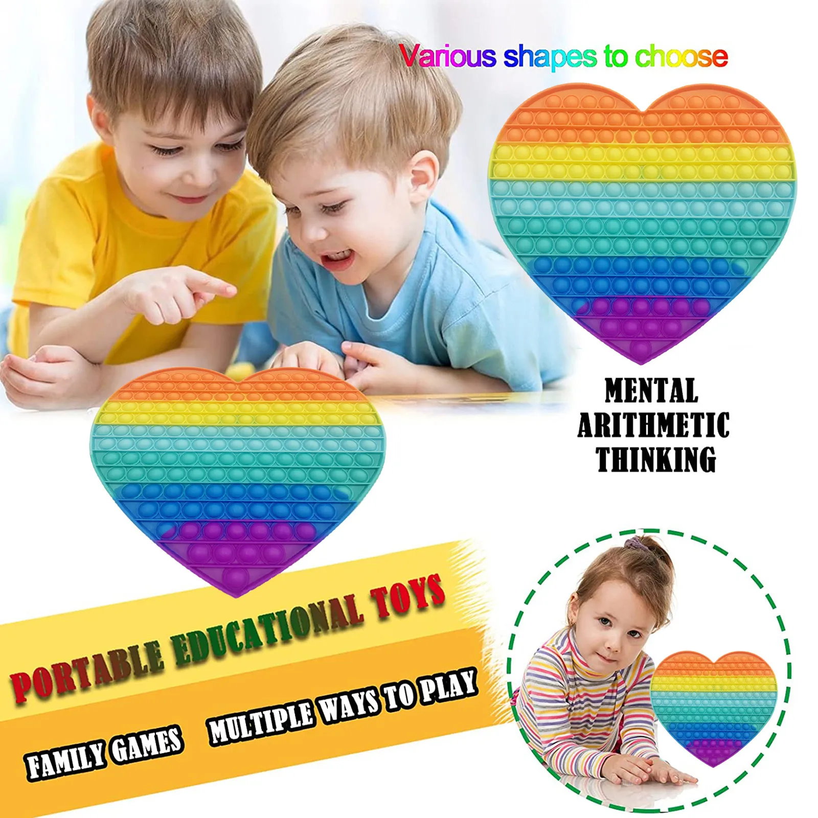 

Rainbow Anti Stress Bubbles 300mm Lager Push Big Size Bubble Fidget Sensory Toy Autism Stress Reliever Toy 2021 popit