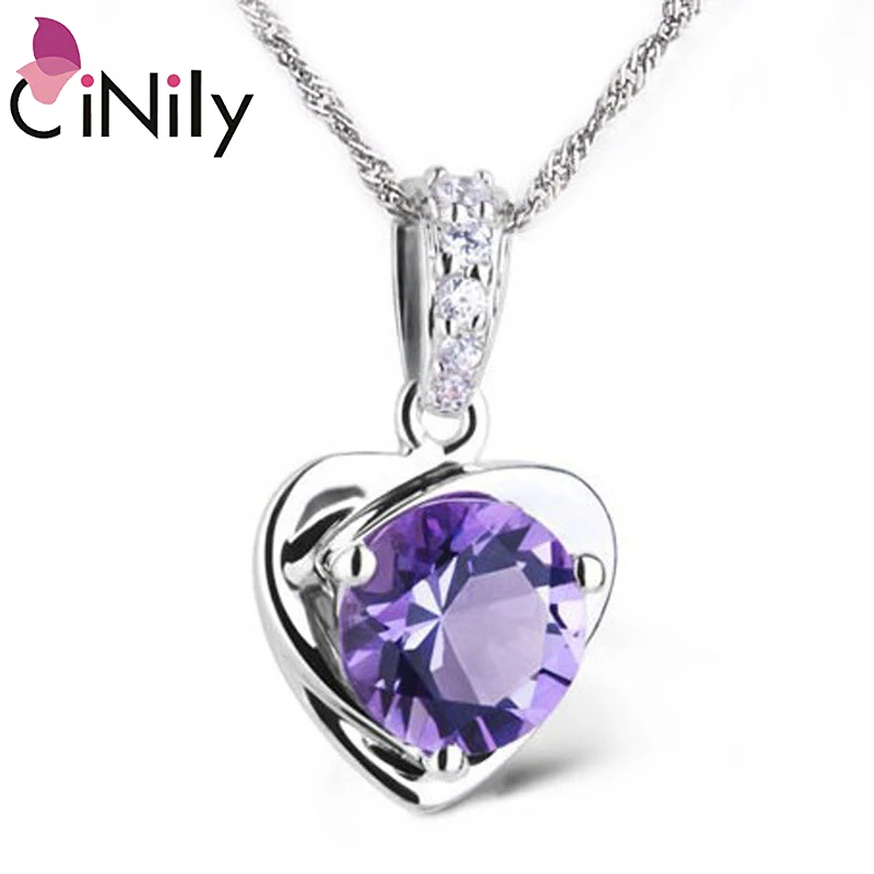 Фиолетовое сиреневое сердце из стерлингового серебра 925 пробы подвески на день