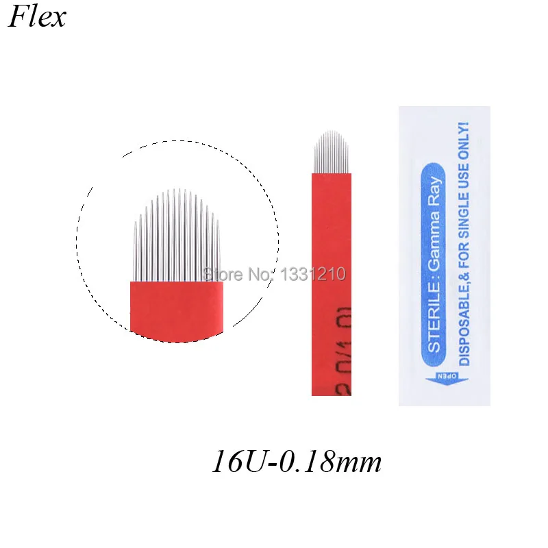 Набор 100 ламинированные иглы для микроблейдинга U образные 16 контактов 0 18 мм
