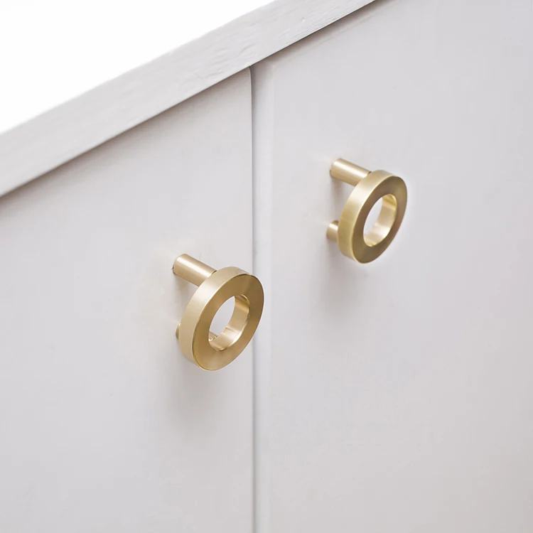 Круглая ручка/Золотое кольцо из латуни нажимные дверные ручки ящика шкафа для